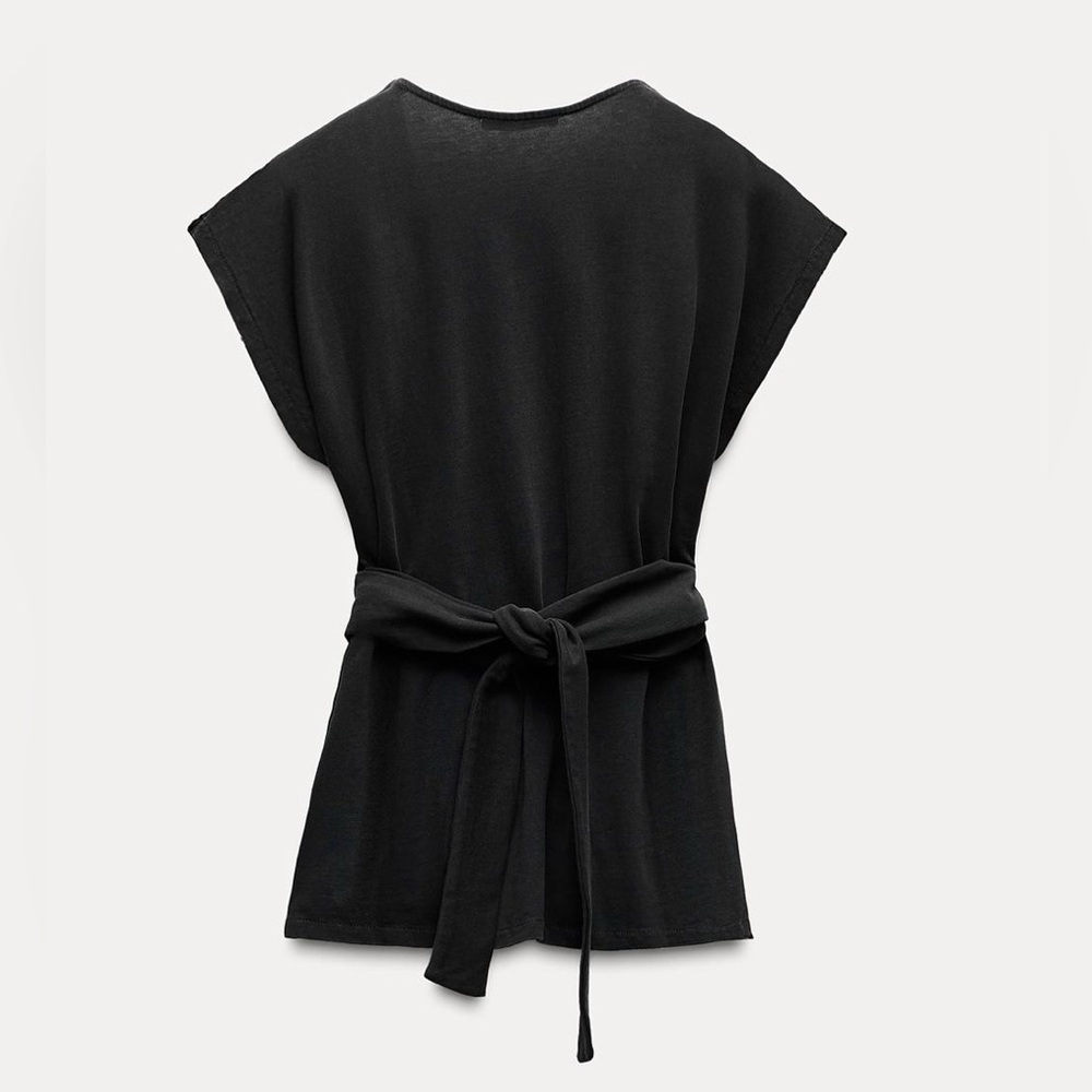 ZARA - NEW HEAVY COTTON WASHED T-SHIRT - CHARCOAL - Picture 3 of 5